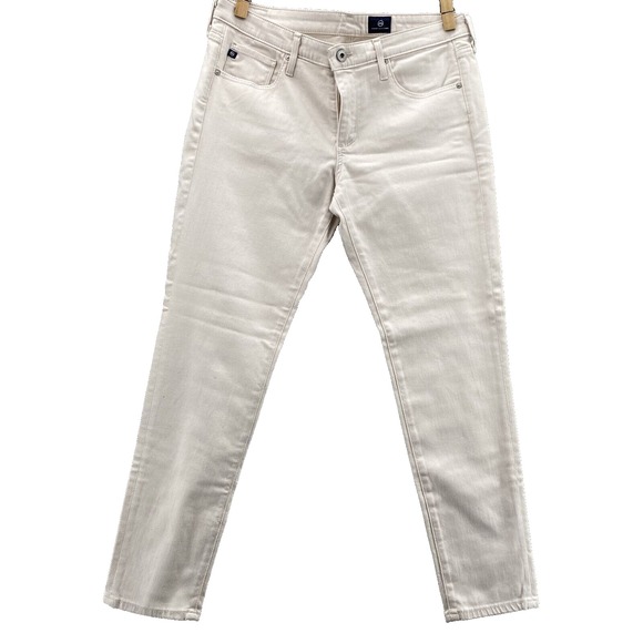 Adriano Goldshmied Jeans Women 30x28* Ivory Denim Stevie Ankle Minimalist Preppy - Picture 1 of 13